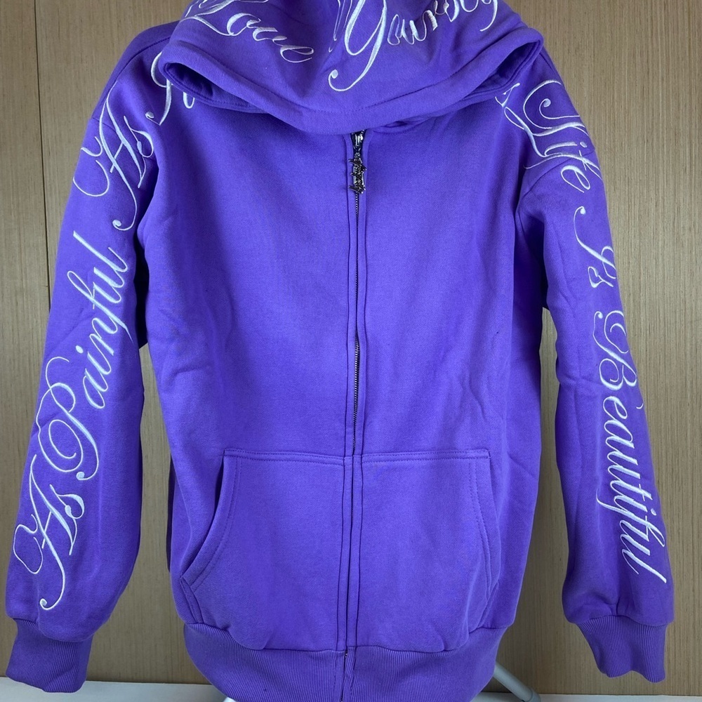 NEW Affirmation Full Zip Hoodie Love Yourself Inspirational Size L